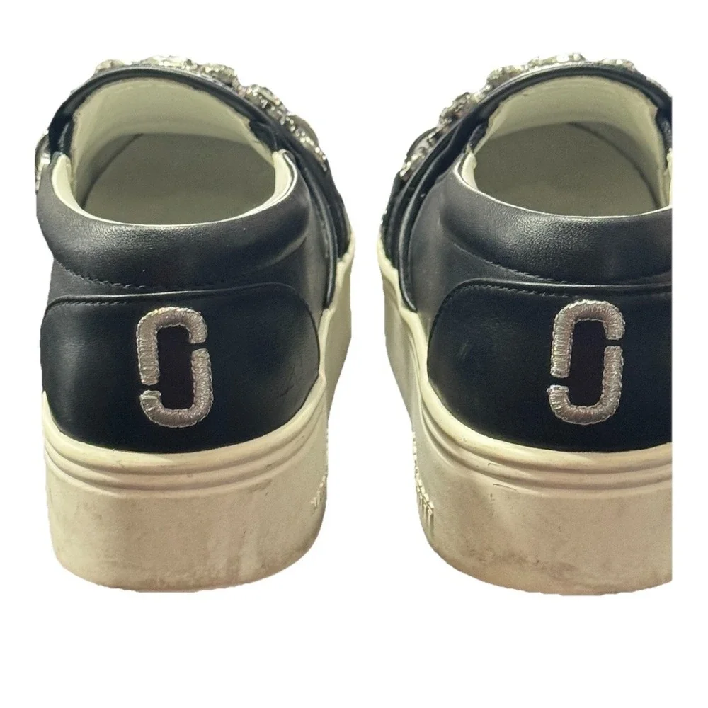 Marc Jacobs Wright Black Embellished Platform Slip-on Sneakers Sz Eu 38 US 7.5/8